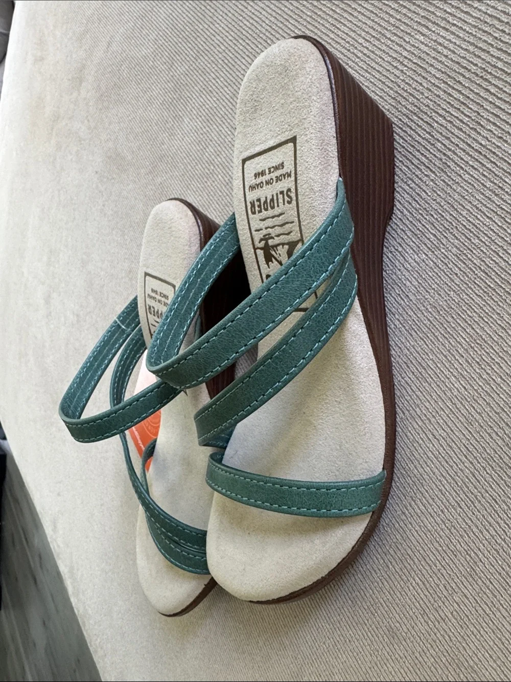 Island Slipper Women’s Teal Strappy Slide Sandals